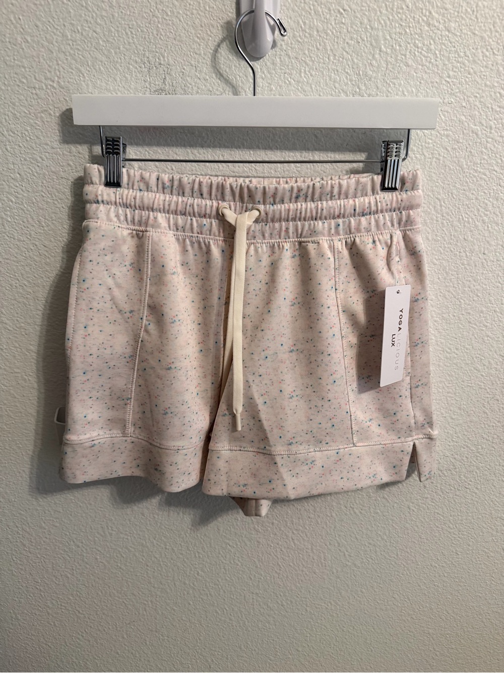 Yogalicious Light Pink Speckle Drawstring Athletic Shorts